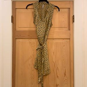 Gold and teal silky dress